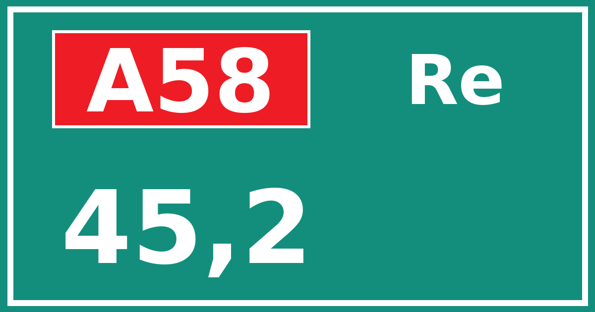 Hectometerbord A58 45,2 zijde Re
