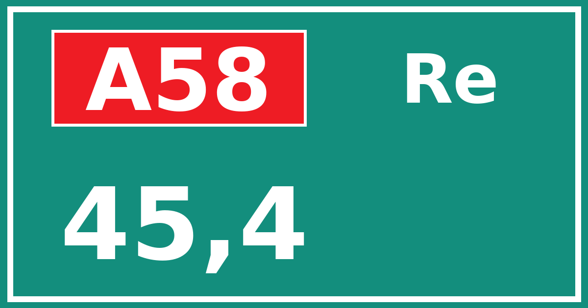 Hectometerbord A58 45,4 zijde Re