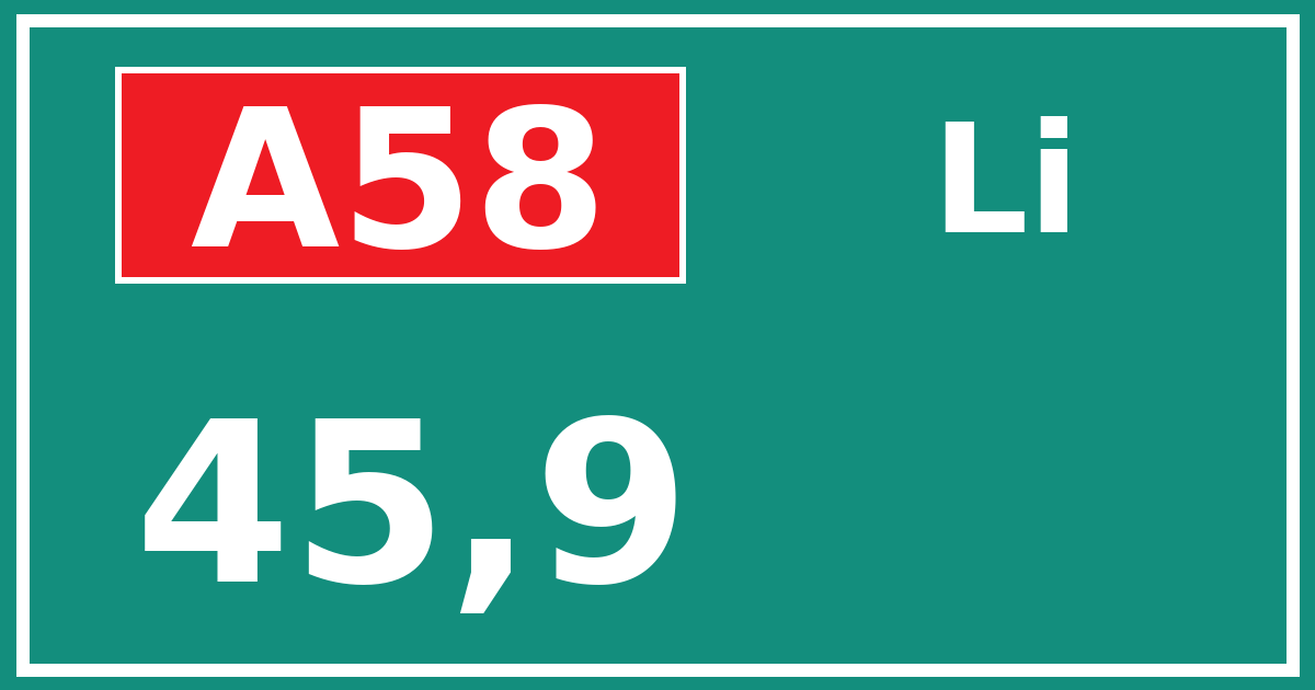 Hectometerbord A58 45,9 zijde Li