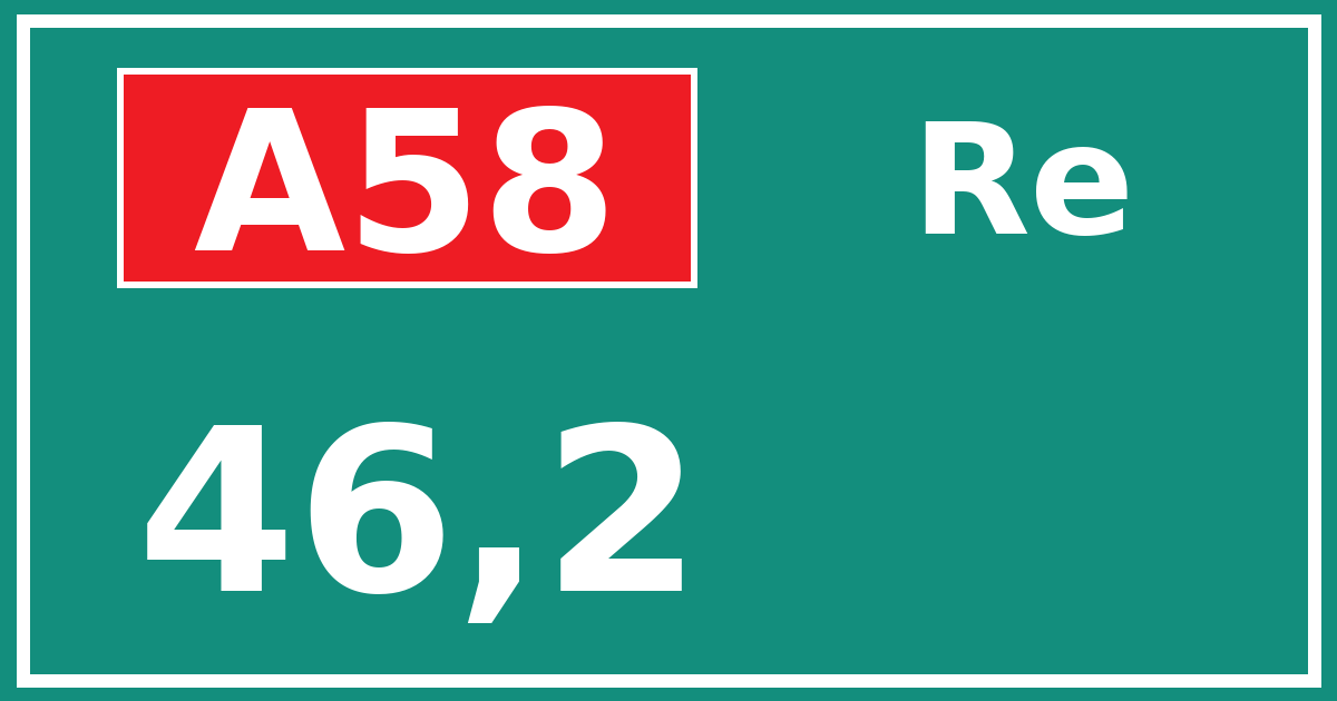 Hectometerbord A58 46,2 zijde Re