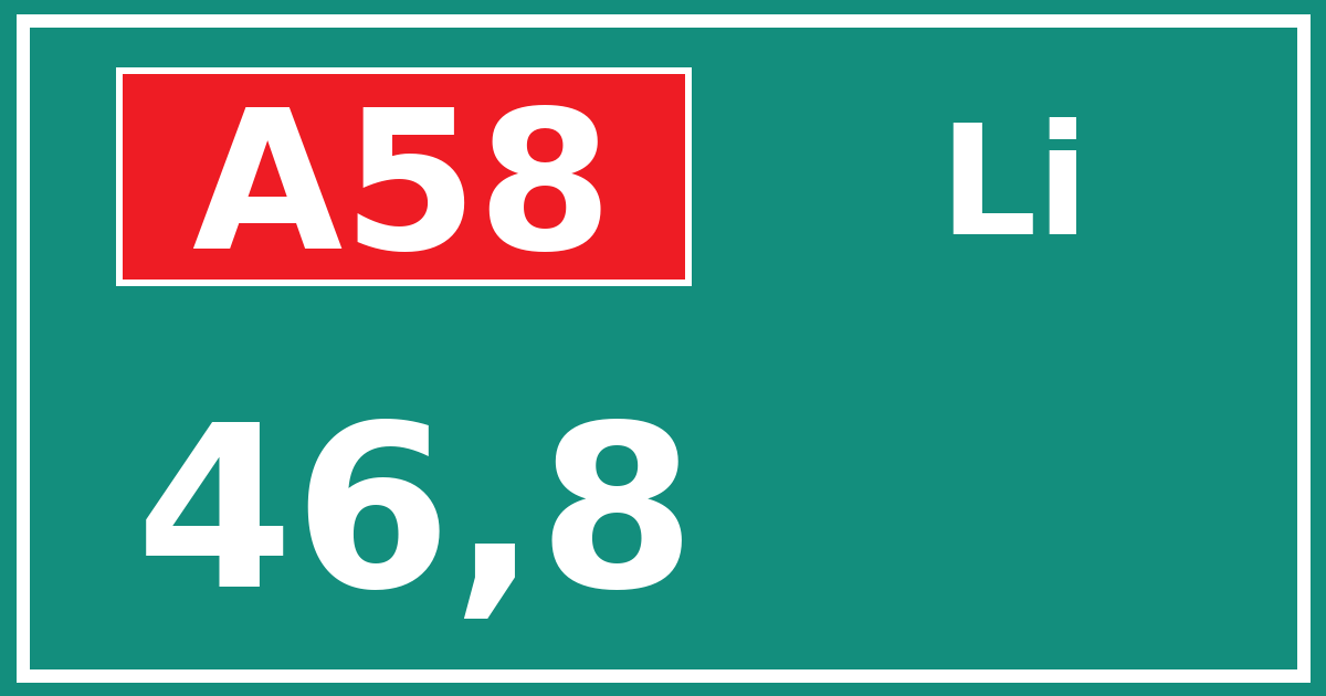 Hectometerbord A58 46,8 zijde Li