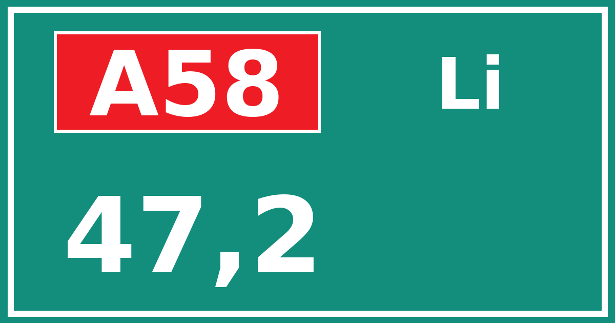 Hectometerbord A58 47,2 zijde Li