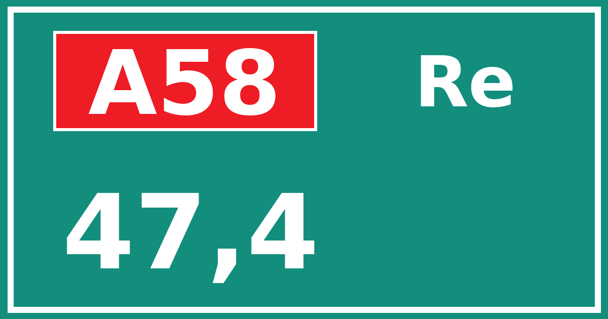 Hectometerbord A58 47,4 zijde Re