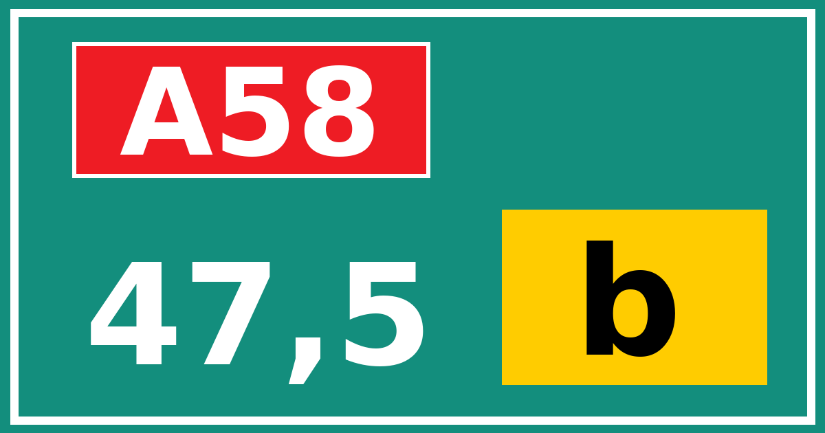 Hectometerbord A58 47,5 letter b