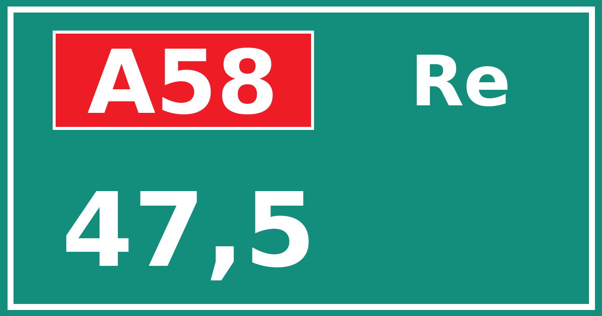 Hectometerbord A58 47,5 zijde Re