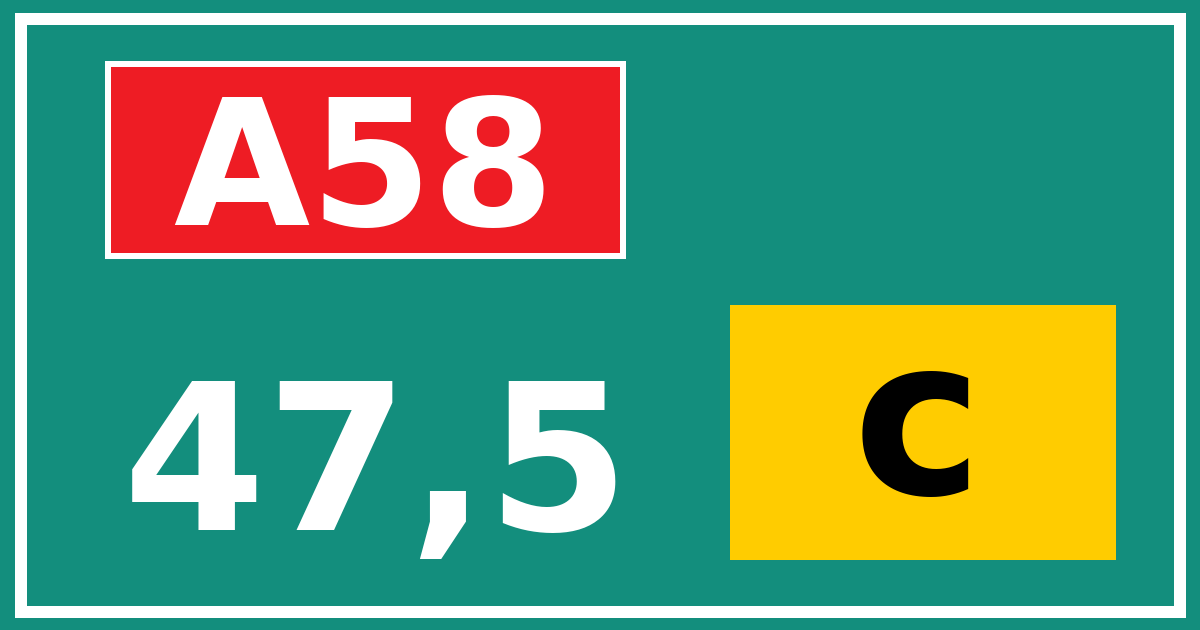 Hectometerbord A58 47,5 letter c
