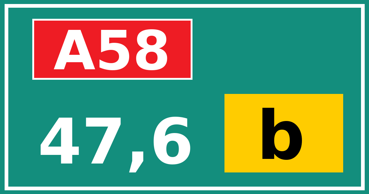 Hectometerbord A58 47,6 letter b