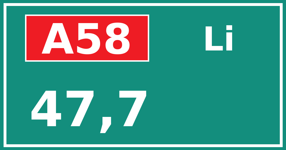 Hectometerbord A58 47,7 zijde Li
