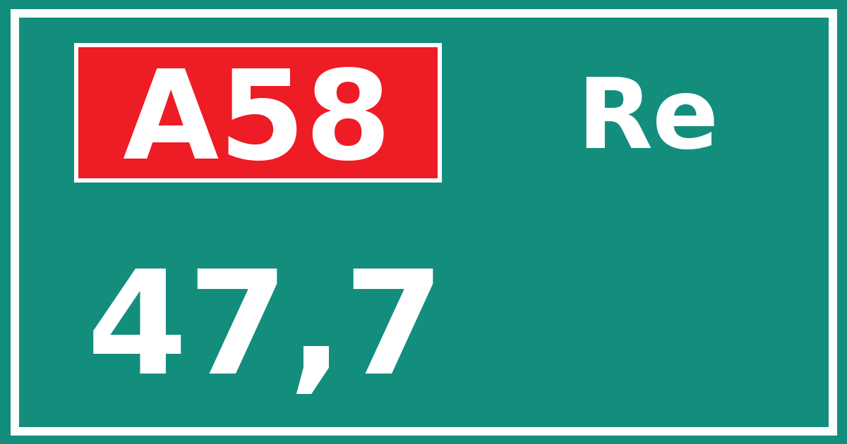 Hectometerbord A58 47,7 zijde Re