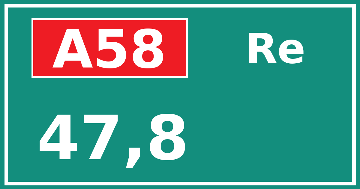 Hectometerbord A58 47,8 zijde Re