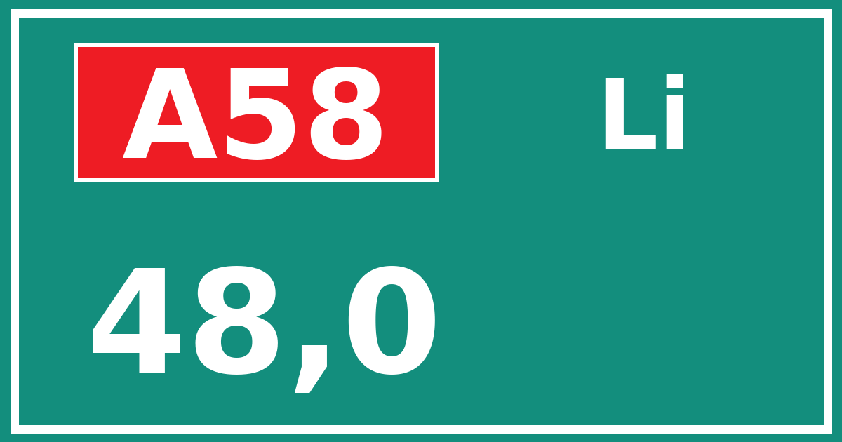 Hectometerbord A58 48,0 zijde Li