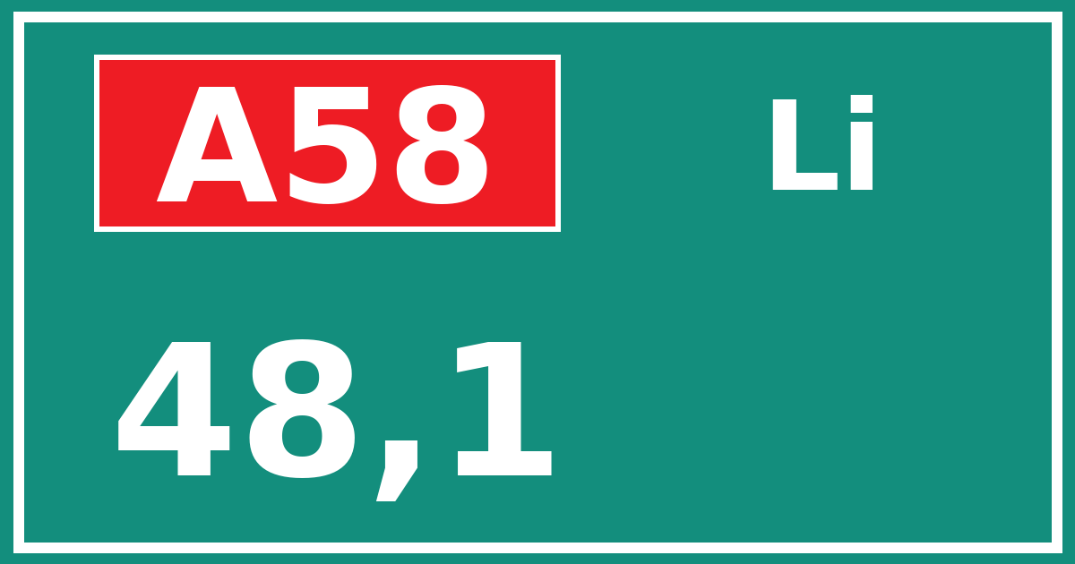 Hectometerbord A58 48,1 zijde Li