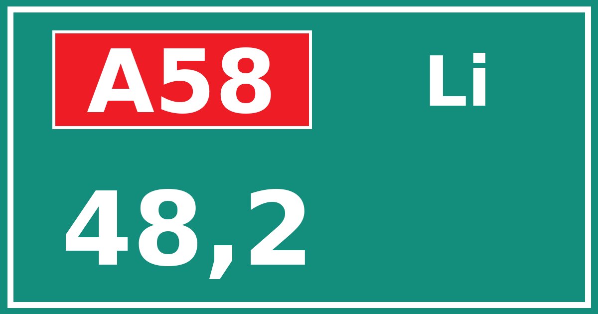 Hectometerbord A58 48,2 zijde Li