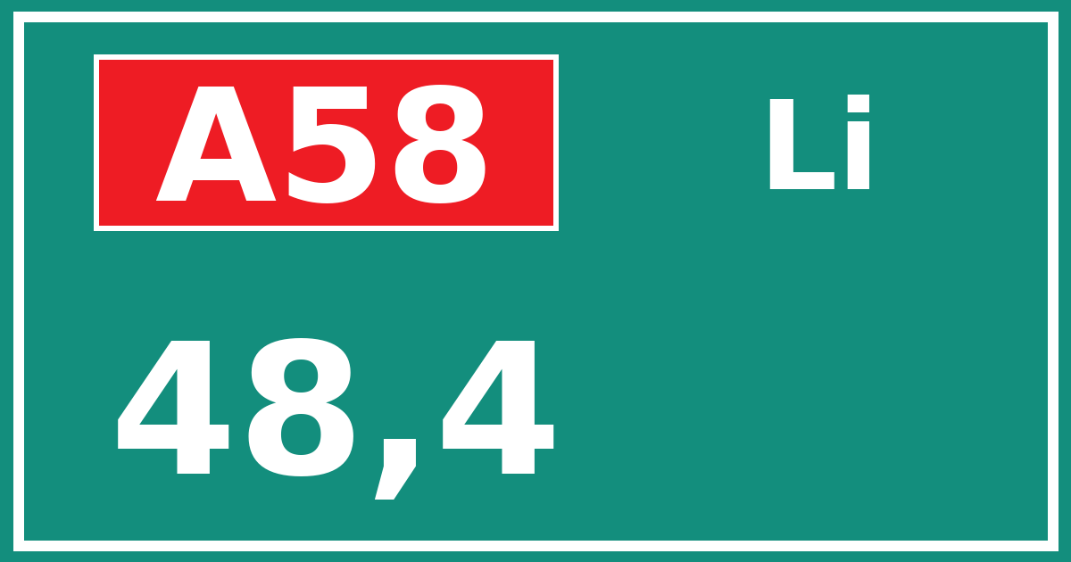 Hectometerbord A58 48,4 zijde Li