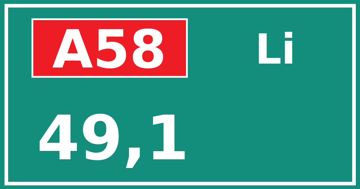 Hectometerbord A58 49,1 zijde Li