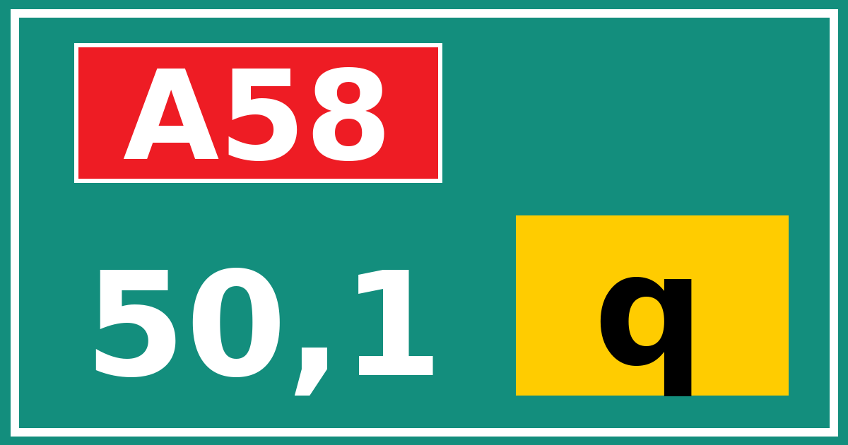Hectometerbord A58 50,1 letter q