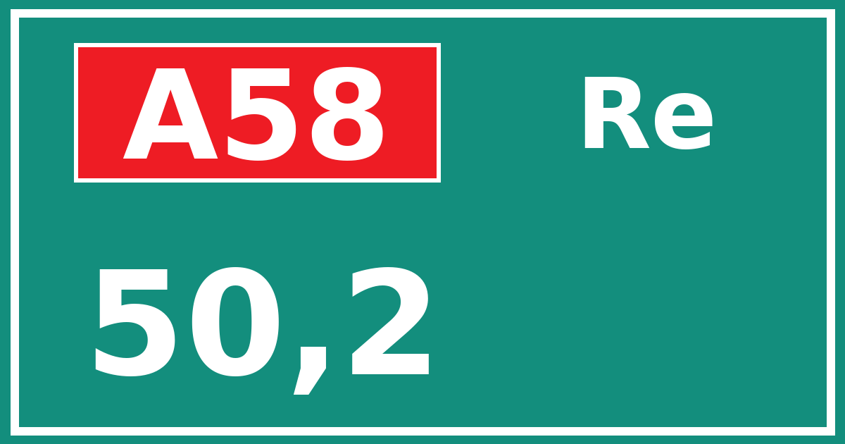 Hectometerbord A58 50,2 zijde Re