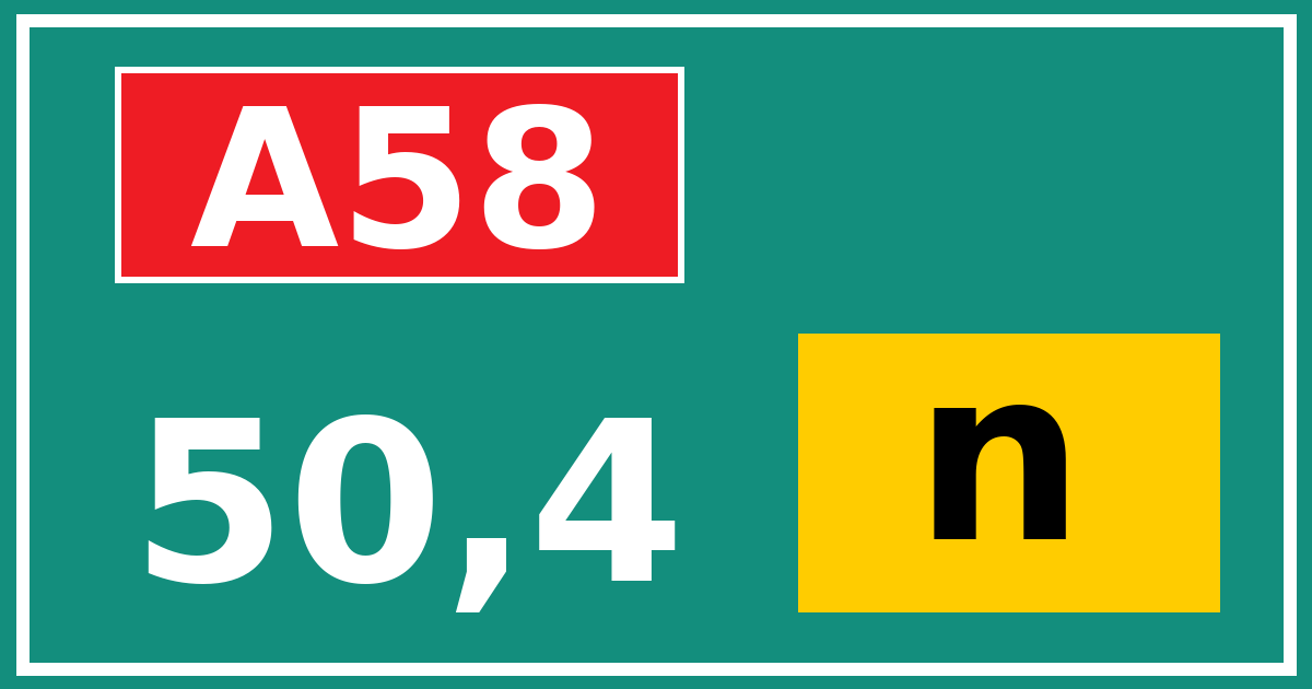 Hectometerbord A58 50,4 letter n
