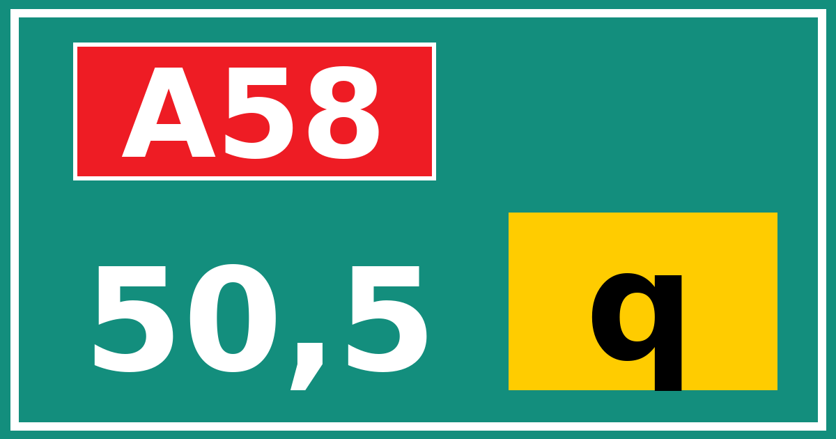 Hectometerbord A58 50,5 letter q