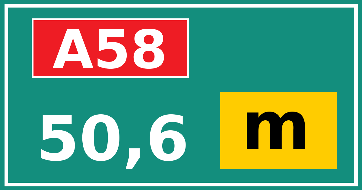 Hectometerbord A58 50,6 letter m