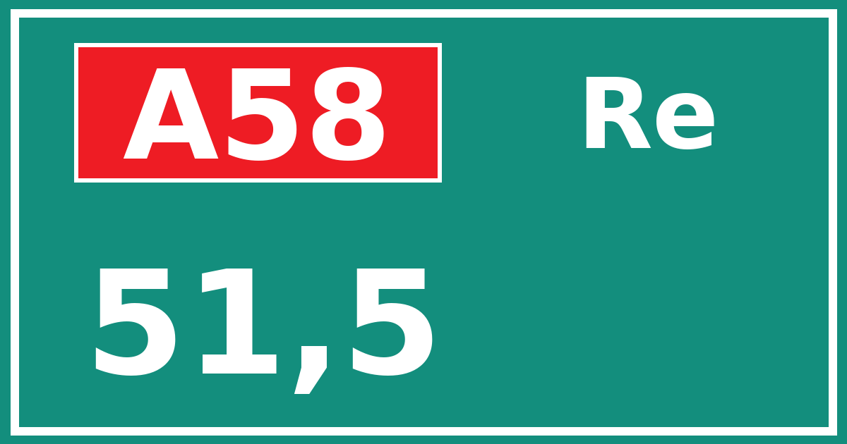 Hectometerbord A58 51,5 zijde Re