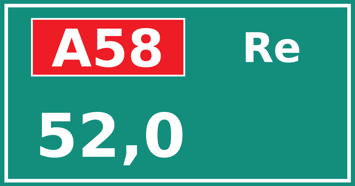 Hectometerbord A58 52,0 zijde Re