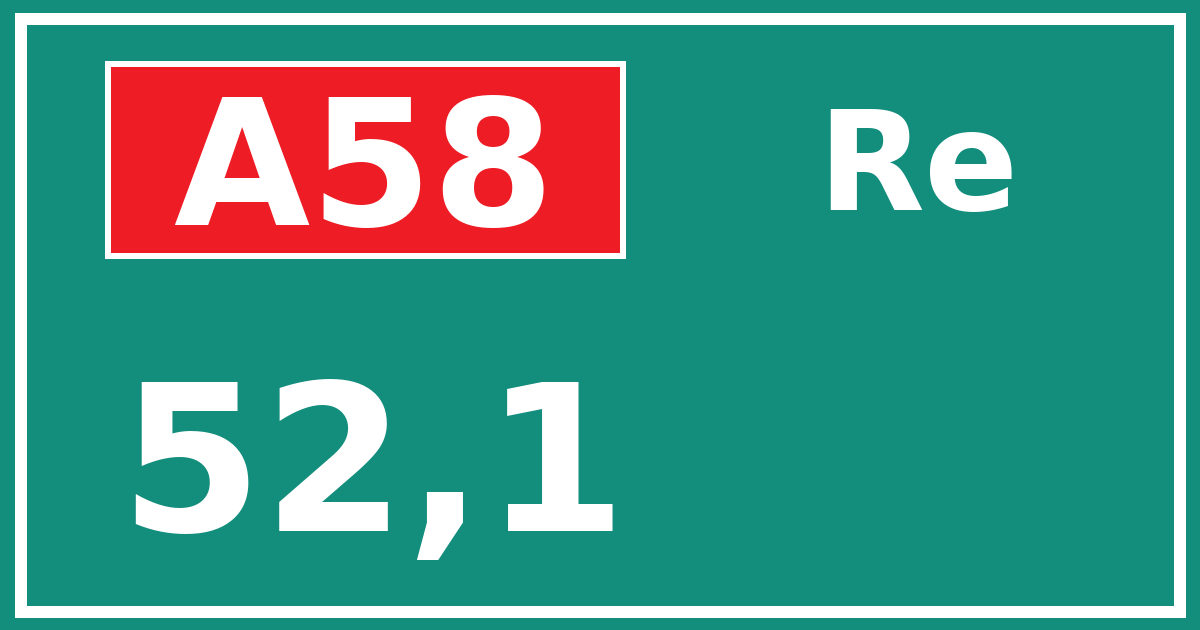 Hectometerbord A58 52,1 zijde Re
