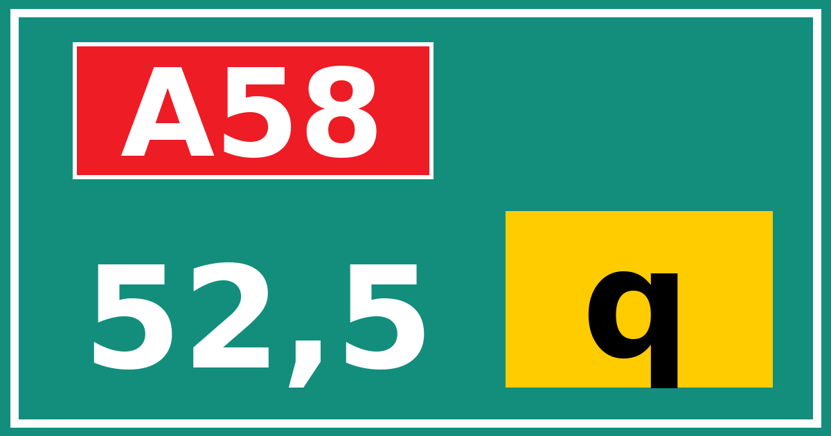 Hectometerbord A58 52,5 letter q
