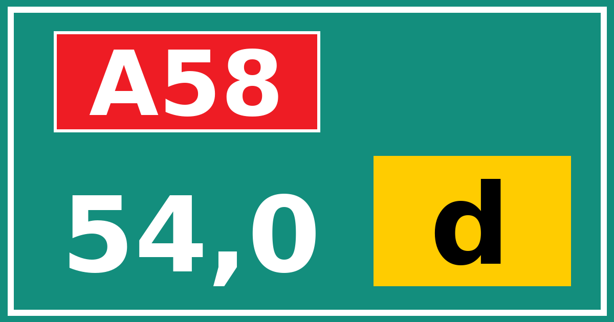 Hectometerbord A58 54,0 letter d