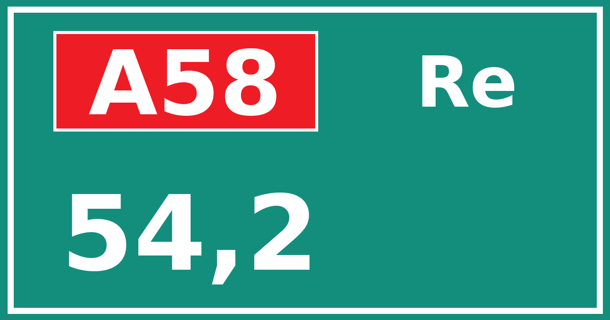 Hectometerbord A58 54,2 zijde Re
