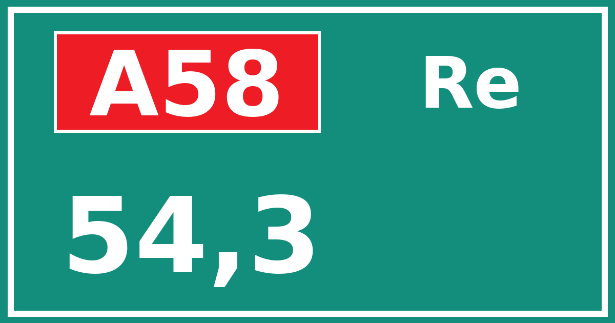 Hectometerbord A58 54,3 zijde Re