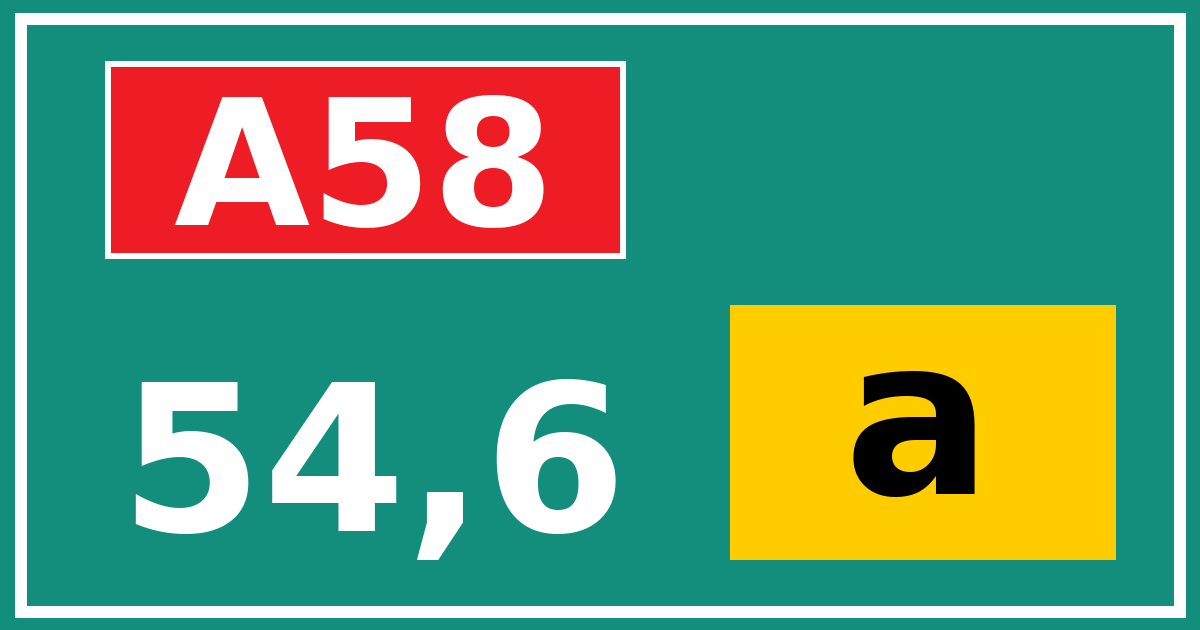 Hectometerbord A58 54,6 letter a