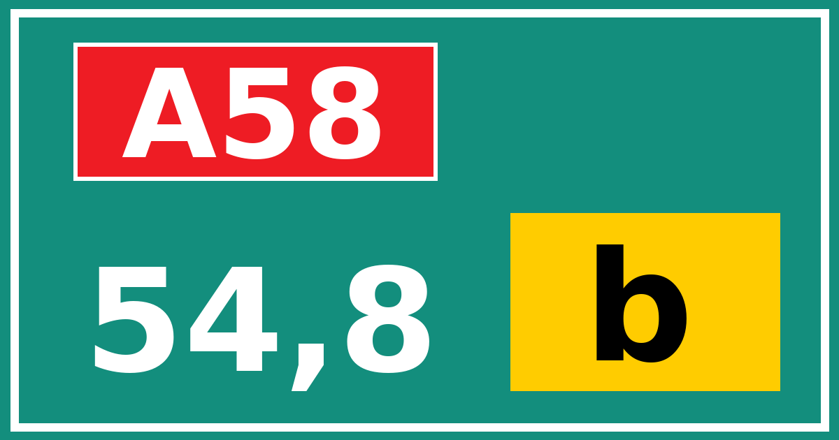 Hectometerbord A58 54,8 letter b