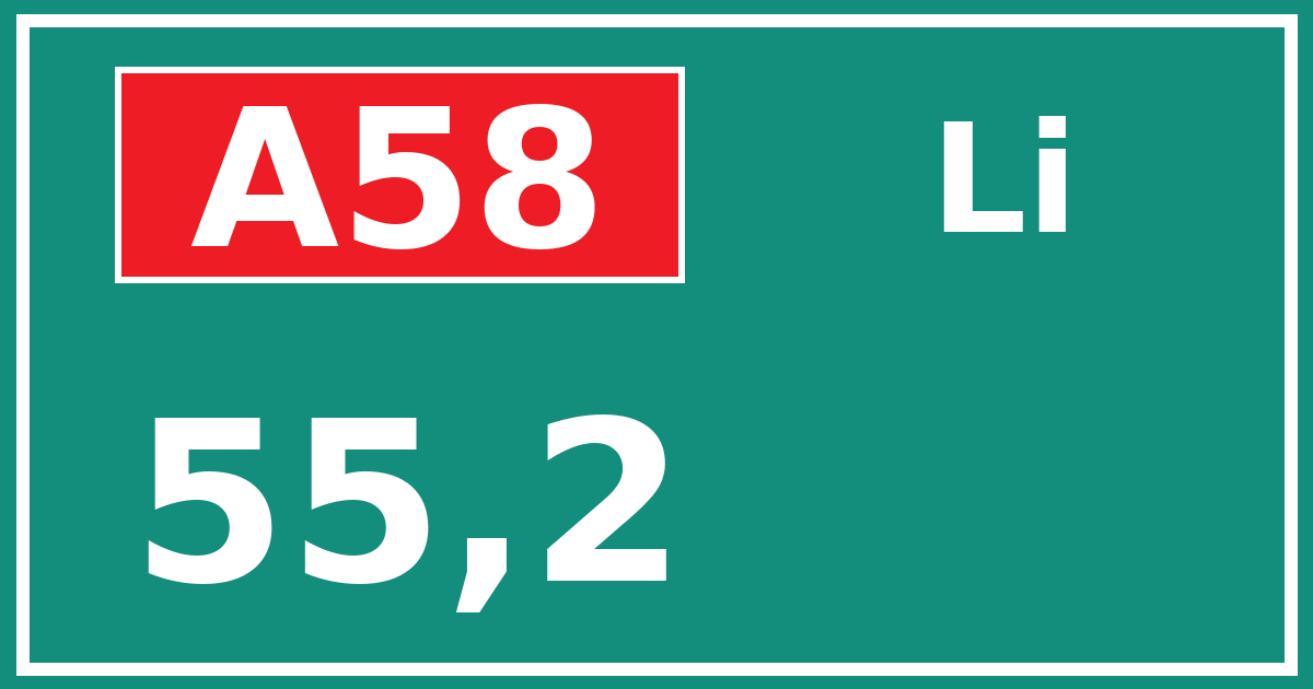 Hectometerbord A58 55,2 zijde Li