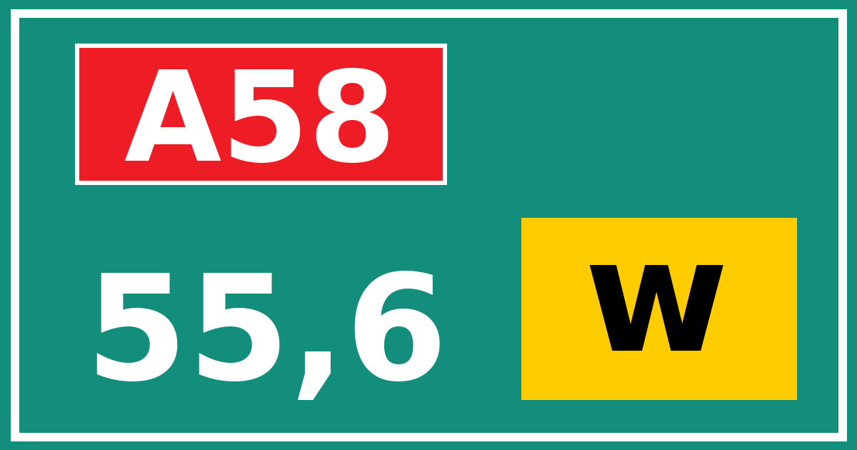 Hectometerbord A58 55,6 letter w