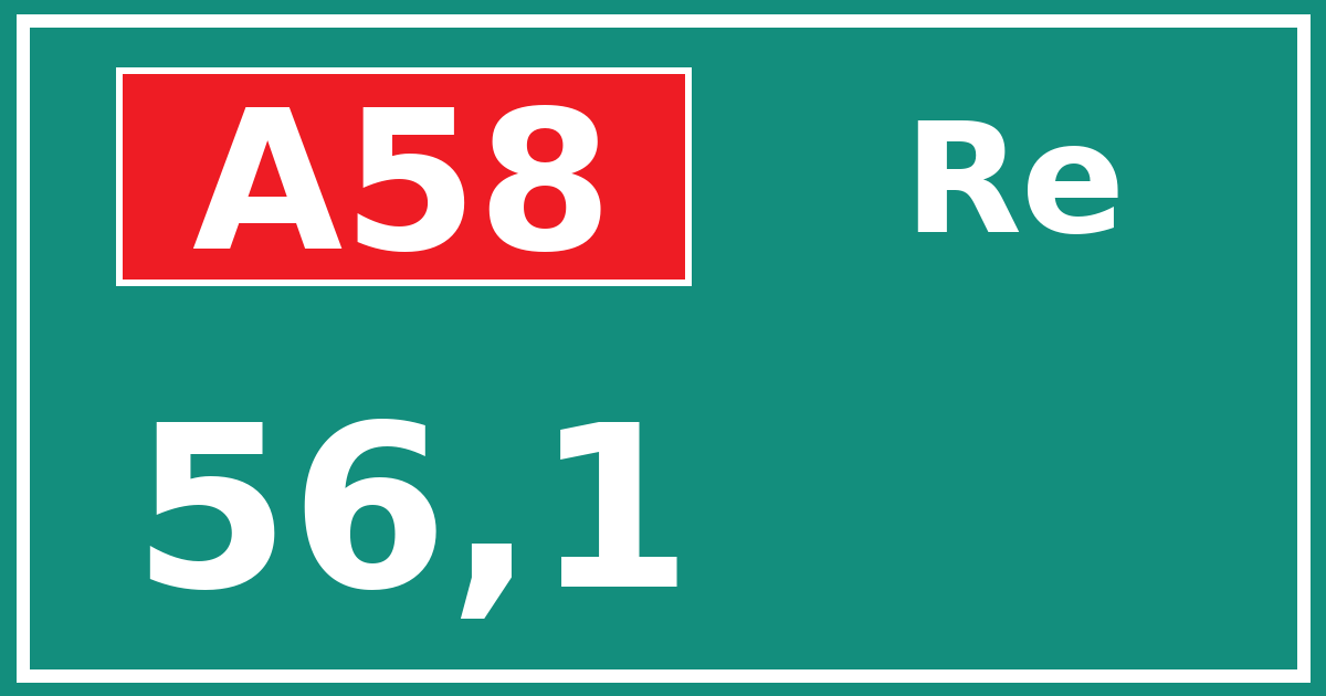 Hectometerbord A58 56,1 zijde Re