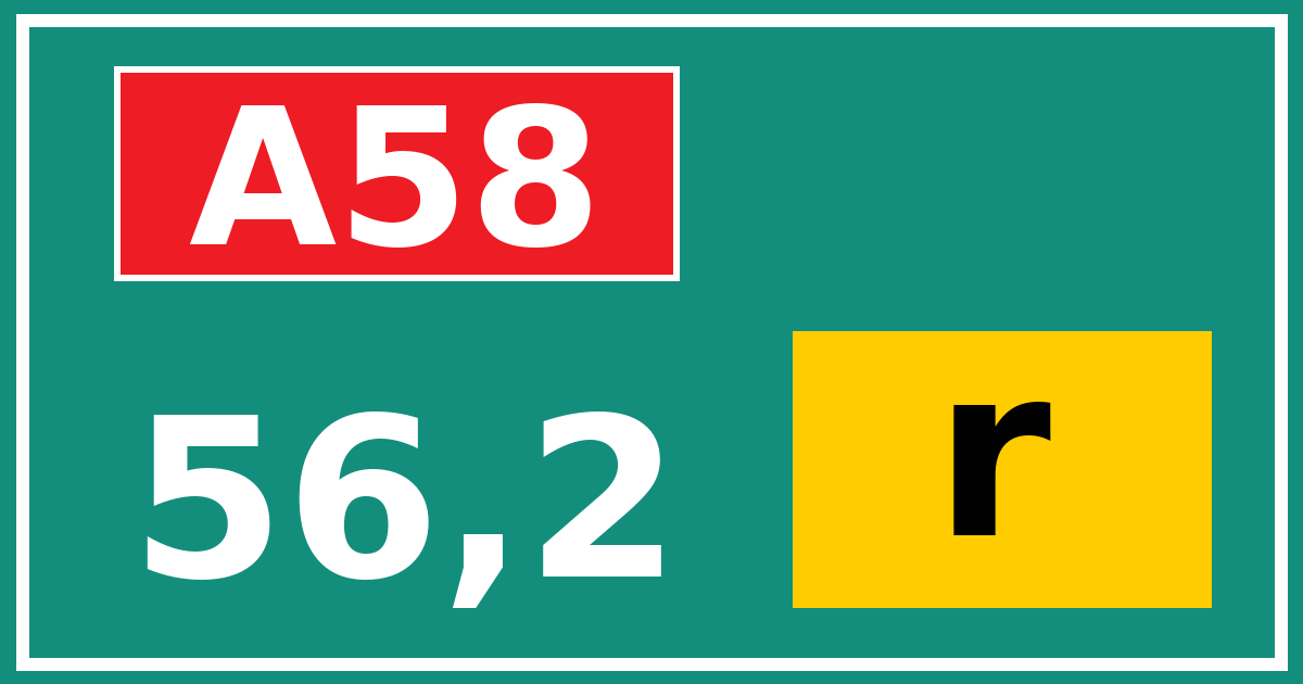 Hectometerbord A58 56,2 letter r