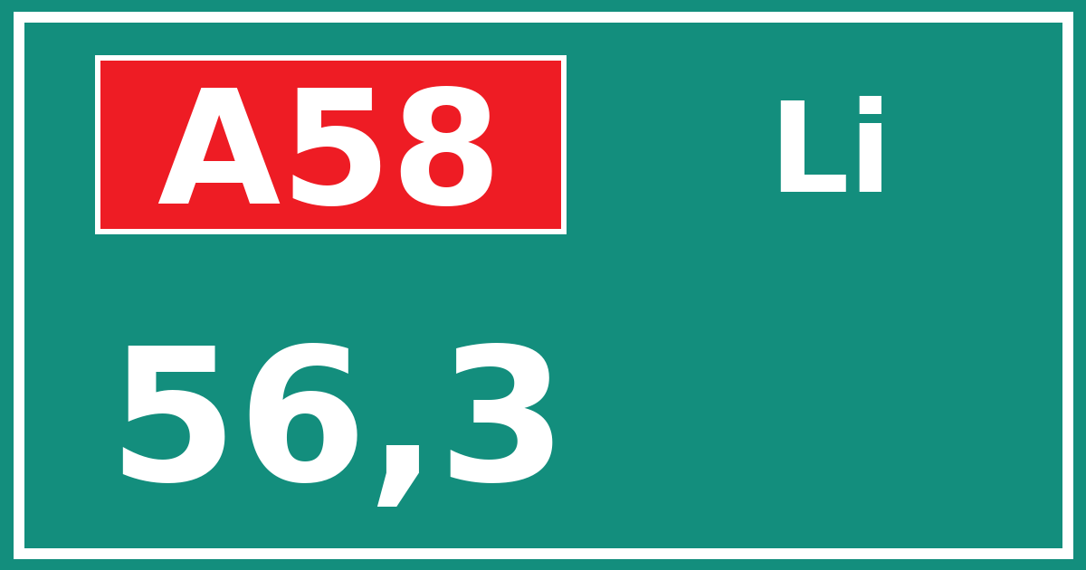 Hectometerbord A58 56,3 zijde Li