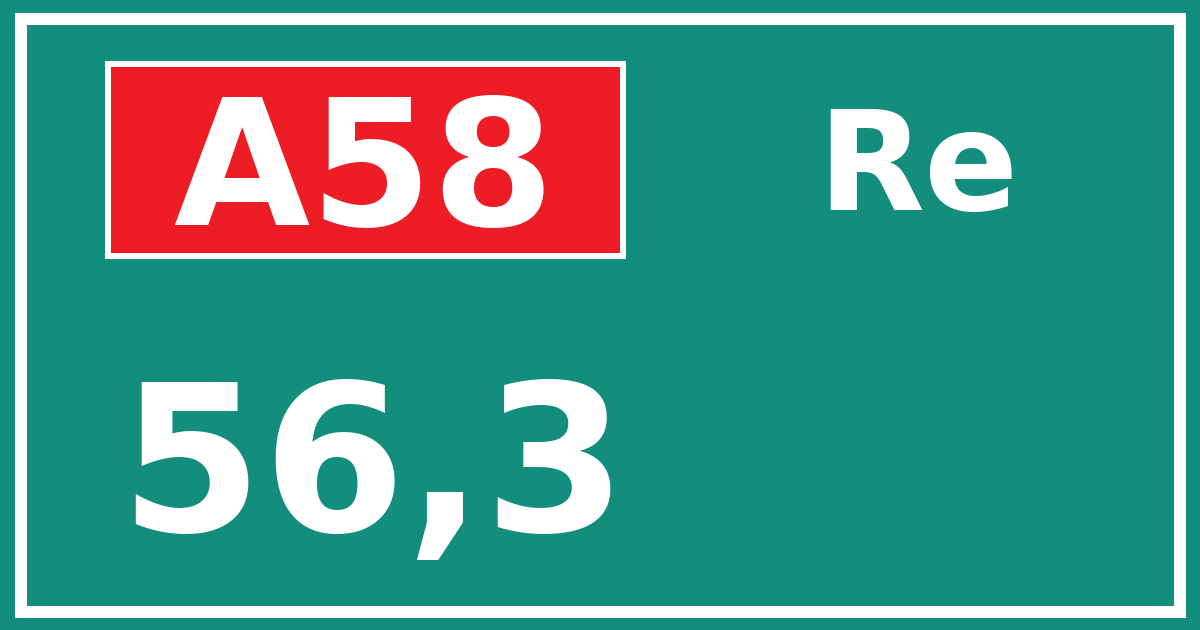 Hectometerbord A58 56,3 zijde Re