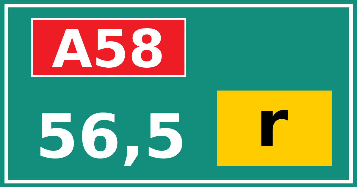 Hectometerbord A58 56,5 letter r