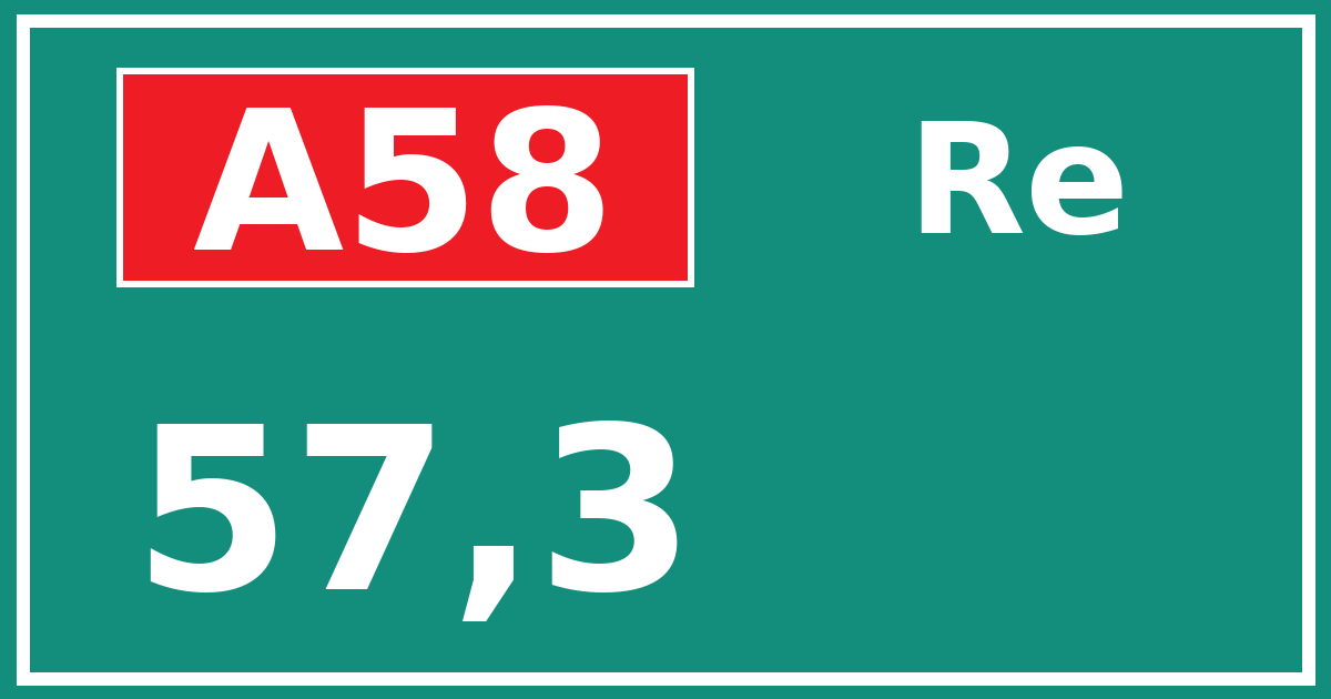 Hectometerbord A58 57,3 zijde Re