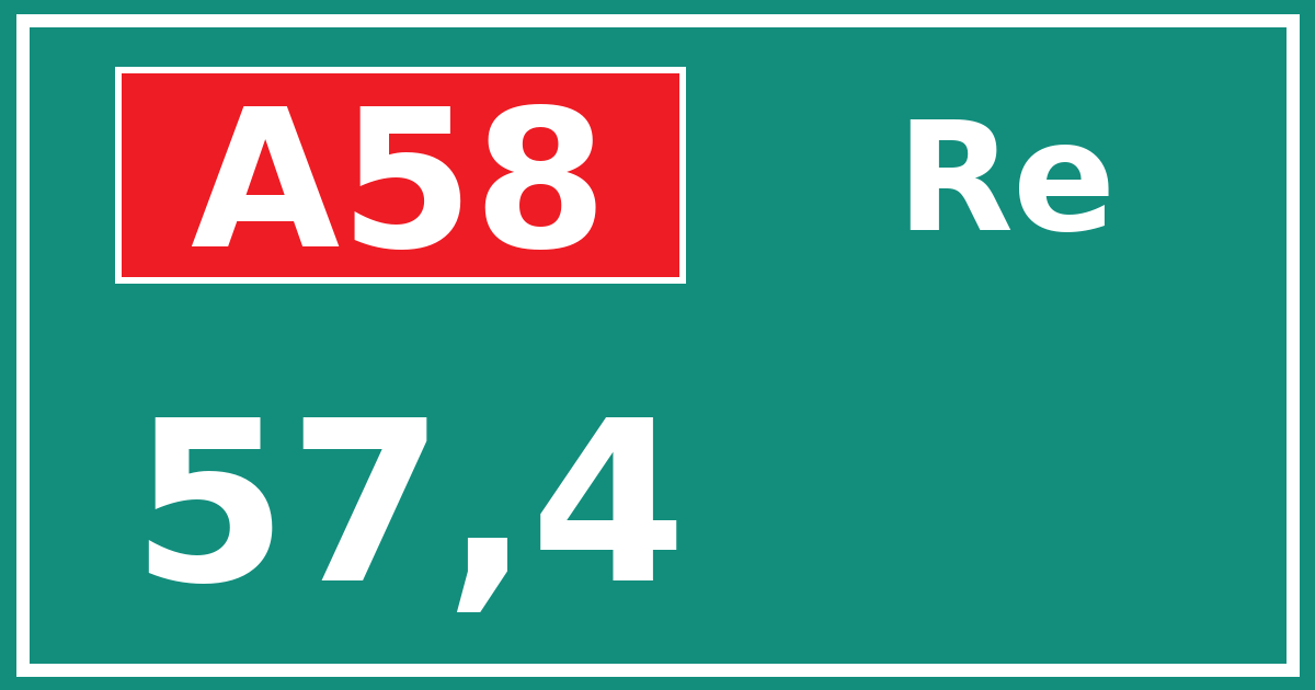 Hectometerbord A58 57,4 zijde Re
