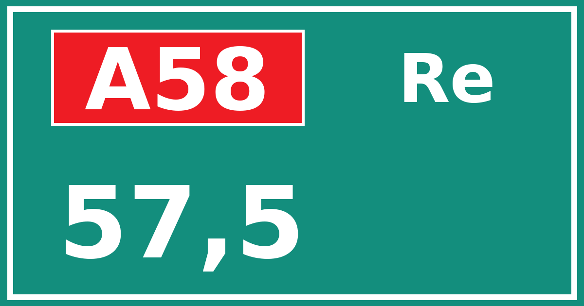 Hectometerbord A58 57,5 zijde Re