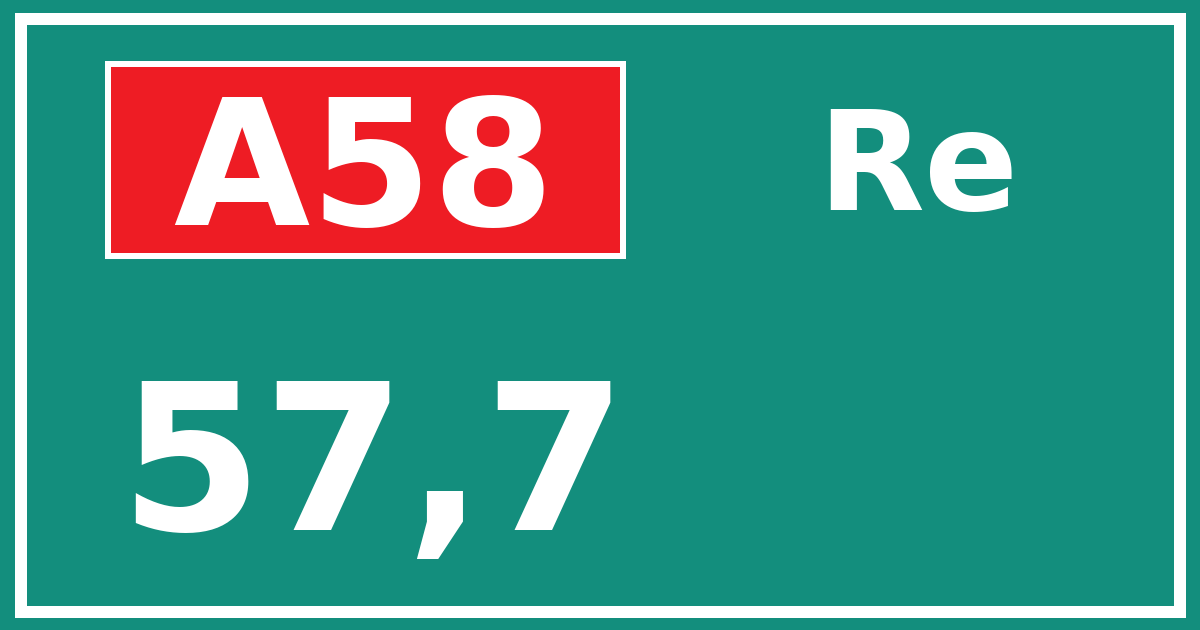 Hectometerbord A58 57,7 zijde Re