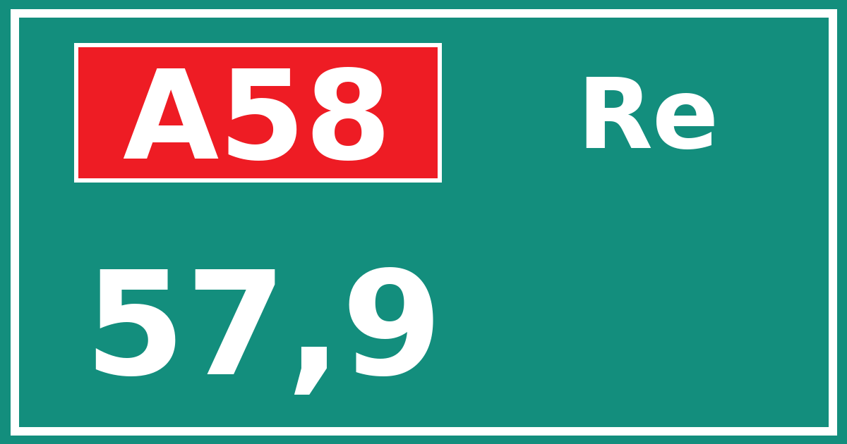 Hectometerbord A58 57,9 zijde Re