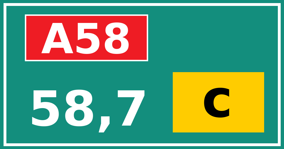 Hectometerbord A58 58,7 letter c