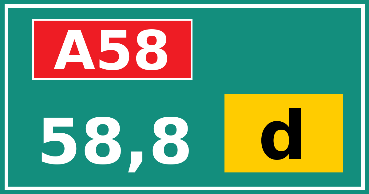 Hectometerbord A58 58,8 letter d