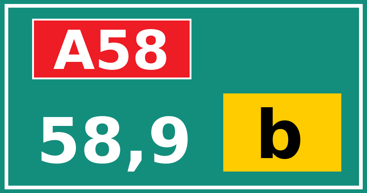 Hectometerbord A58 58,9 letter b