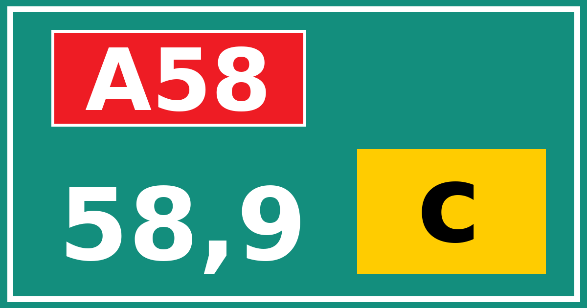 Hectometerbord A58 58,9 letter c