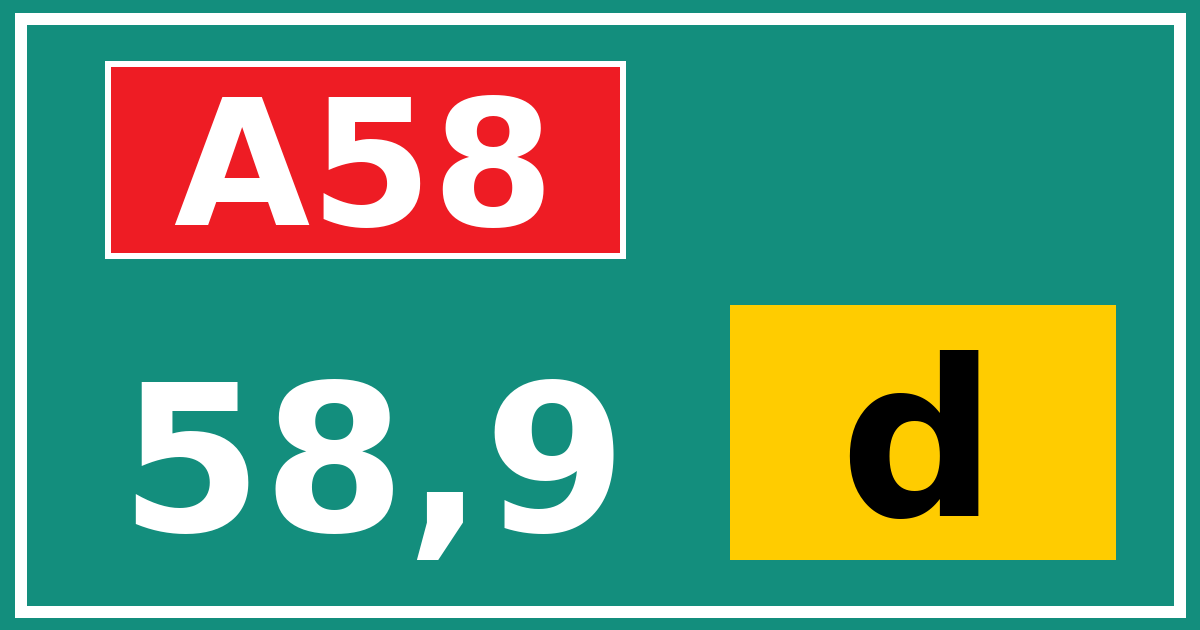 Hectometerbord A58 58,9 letter d